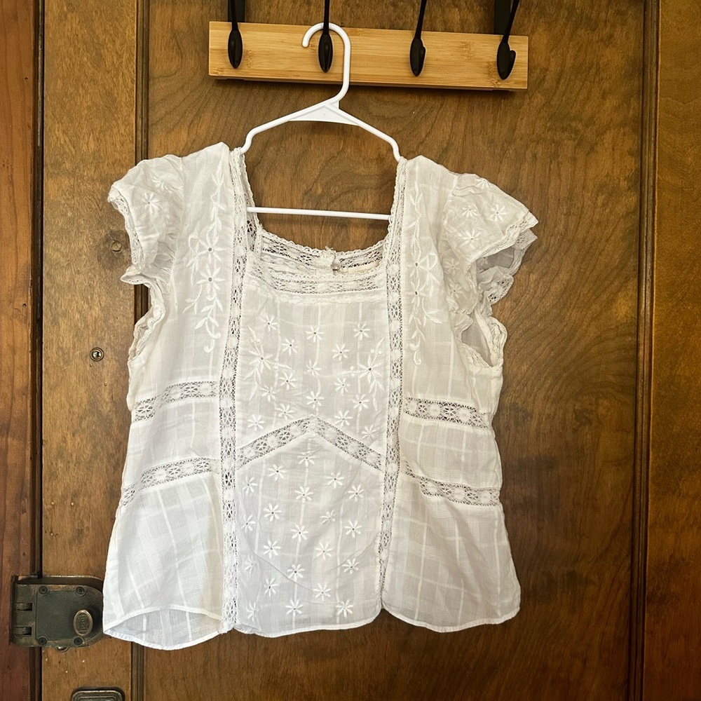 LoveShackFancy Concord Lace Eyelet Top - Size L